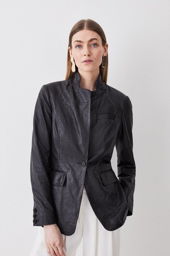 Washed Leather Notch Neck Forever Jacket