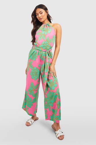 Floral Halterneck Culotte Jumpsuit