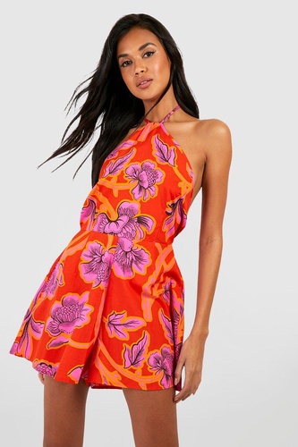 Halterneck Floral Flippy Playsuit