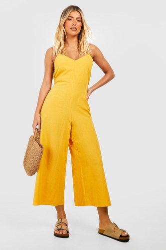 Linen Strappy Culotte Jumpsuit