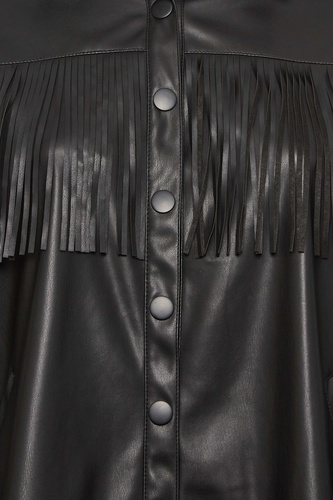 Faux Leather Fringe Jacket