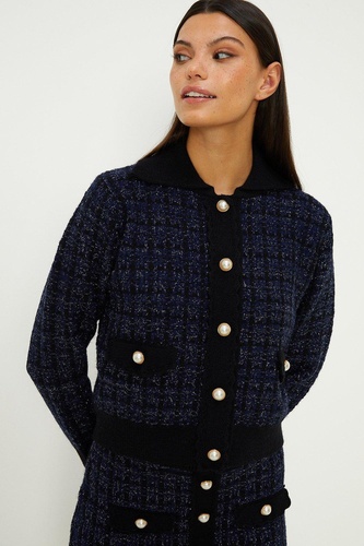 Knitted Tweed Scallop Detail Jacket