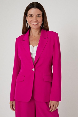 Pink Diamante Button Blazer