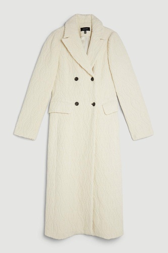 Italian Wool Oversize Cable Db Midi Coat