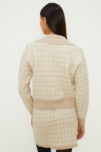 Knitted Tweed Scallop Detail Jacket