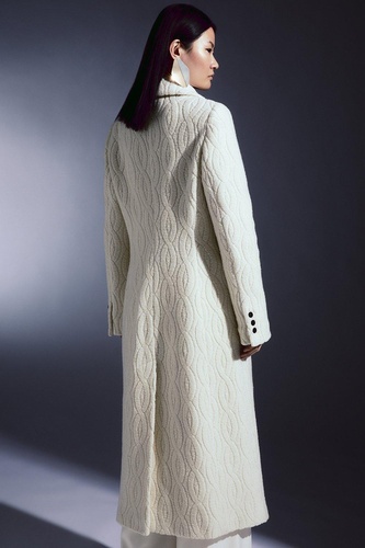 Italian Wool Oversize Cable Db Midi Coat