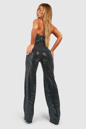 Glitter Extreme Cowl Neck Jumpsuit