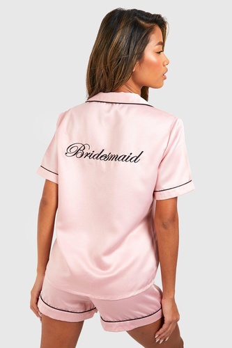 Bridesmaid Satin Embroidered Pj Short Set