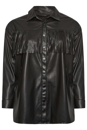 Faux Leather Fringe Jacket