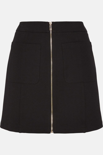 Premium Ponte Zip Through Patch Pocket Skirt