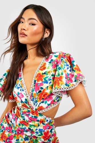 Floral Print Cut Out Playsuit