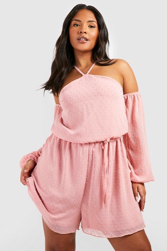 Plus Dobby Cold Shoulder Flippy Playsuit