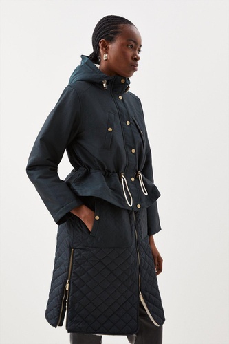 Borg Lined Hybrid Longline Trench Coat