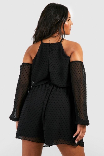 Plus Dobby Cold Shoulder Flippy Playsuit