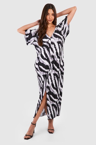 Zebra Plisse Midaxi Dress