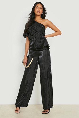 Satin Rouched Wide Leg Jumpsuit