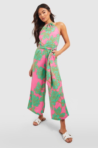 Floral Halterneck Culotte Jumpsuit