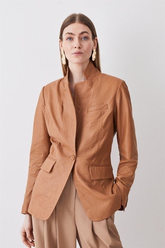 Washed Leather Notch Neck Forever Jacket