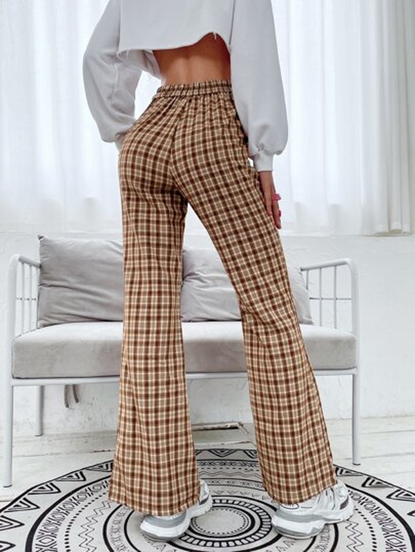 Split Hem Plaid Pants