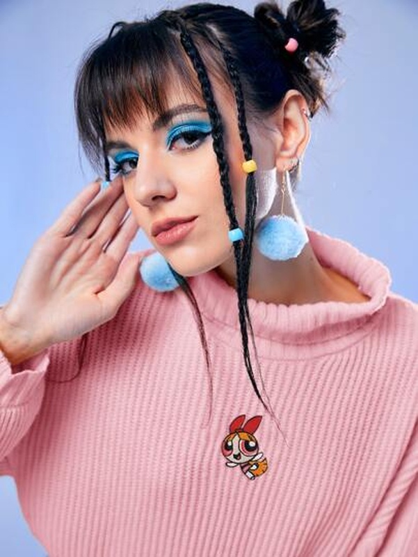 The Powerpuff Girls ROMWE Cartoon Embroidery High Neck Bishop Sleeve