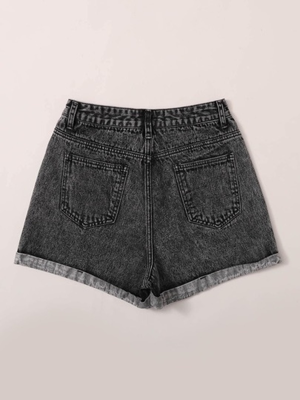 Cuffed Denim Shorts