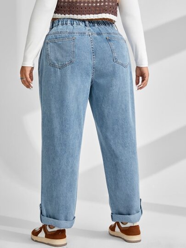 Plus High Waist Straight Leg Jeans