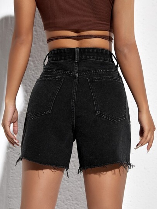 Raw Hem High Waisted Denim Shorts