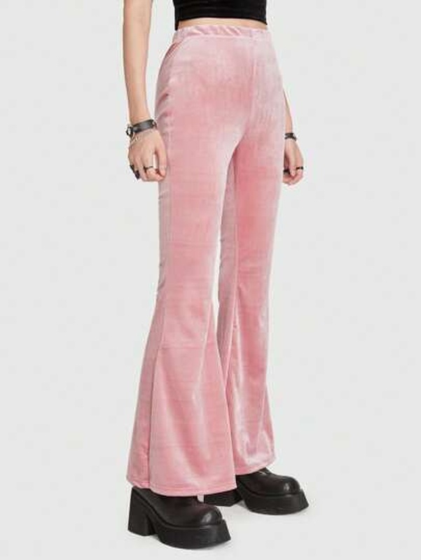 Plain Velvet Flare Leg Pants