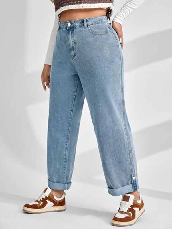 Plus High Waist Straight Leg Jeans