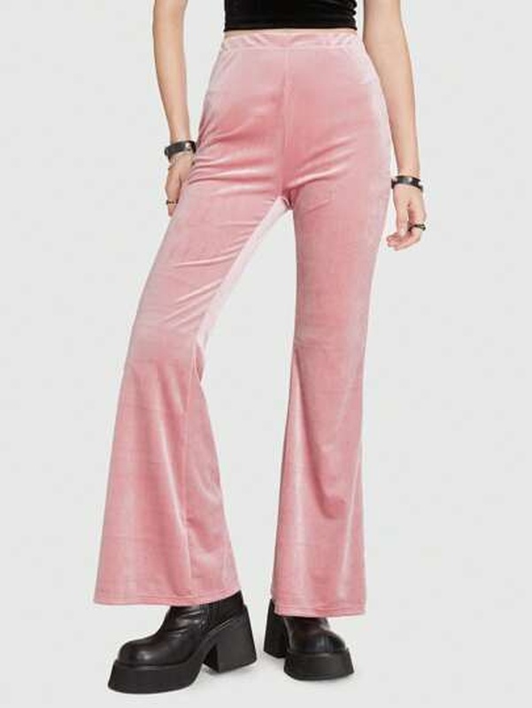 Plain Velvet Flare Leg Pants