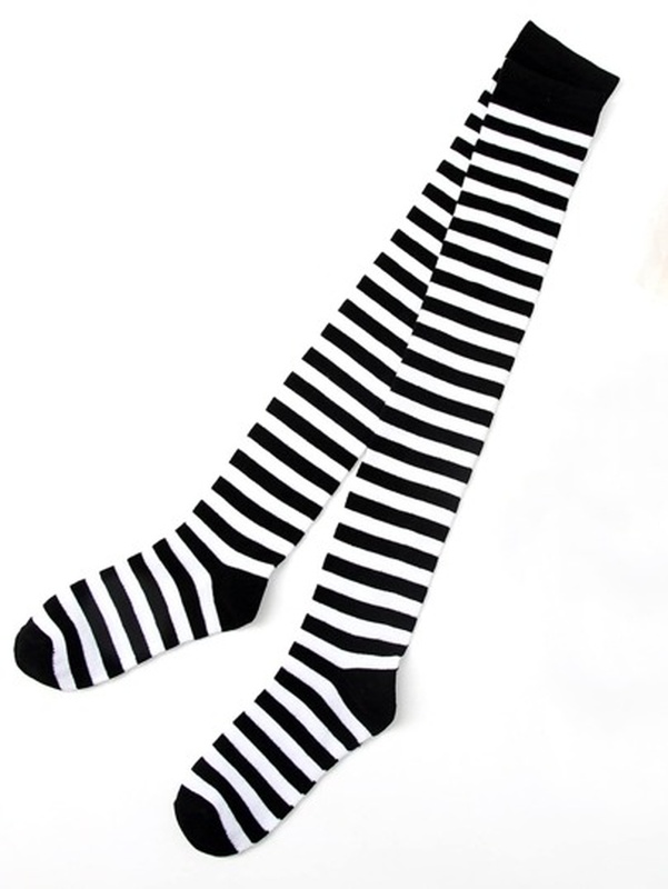 Striped Print Over The Knee Socks