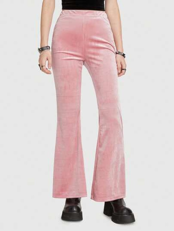 Plain Velvet Flare Leg Pants