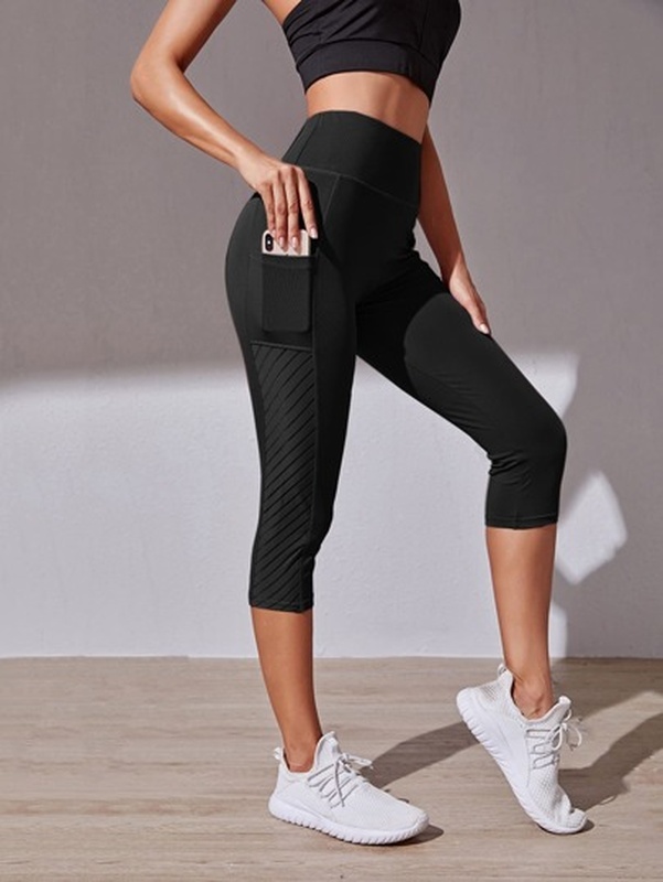 Capris Workout Leggings Breathable High Stretch Tummy Control Running Tights