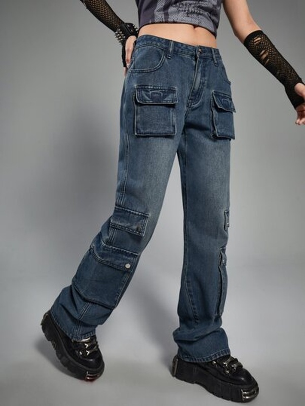 Flap Pocket Cargo Jeans