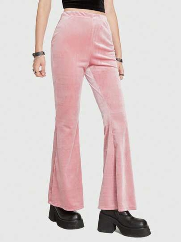 Plain Velvet Flare Leg Pants