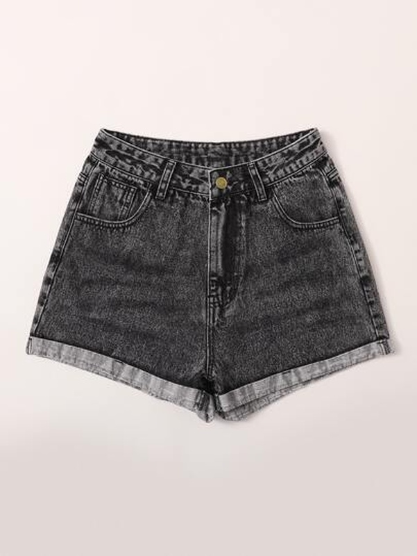 Cuffed Denim Shorts