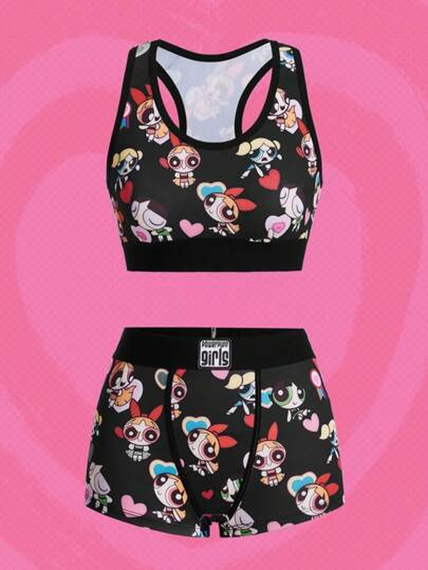 The Powerpuff Girls ROMWE Cartoon Graphic Lingerie Set