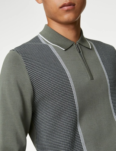 Cotton Rich Textured Knitted Polo Shirt