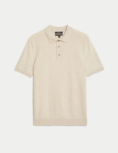 Cotton Rich Textured Knitted Polo Shirt