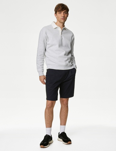 Single Pleat Stretch Chino Shorts