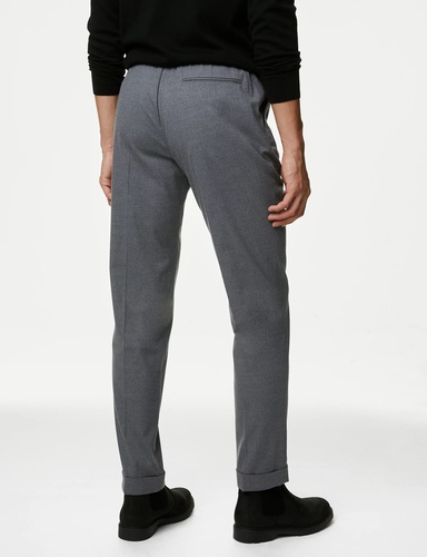 Single Pleat Brushed Stretch Trouser