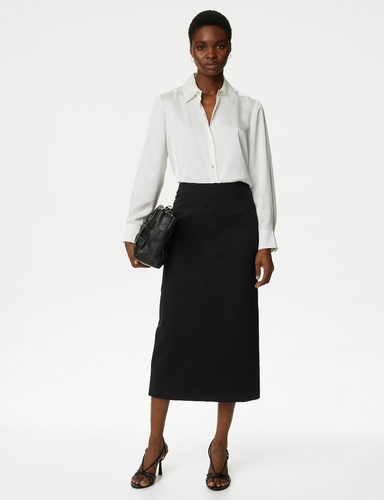 Jersey Split Back Midaxi Pencil Skirt