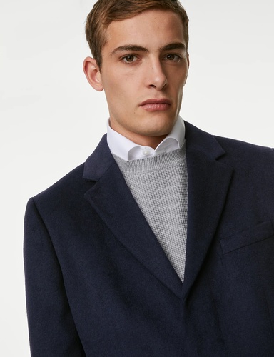 Wool Blend Removable Collar Overcoat