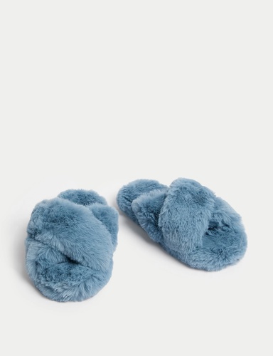 Kids Faux Fur Slippers 13 Small 6 Large