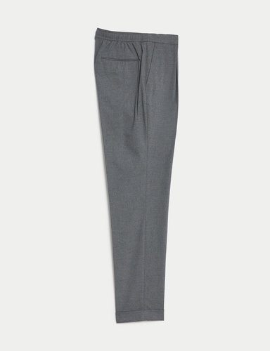 Single Pleat Brushed Stretch Trouser