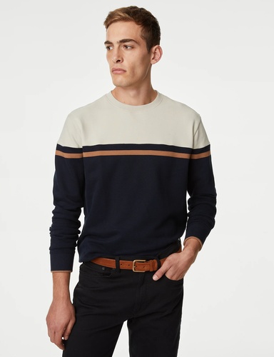 Pure Cotton Colour Block Sweatshirt