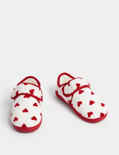 Kids Heart Riptape Slippers 4 Small 12 Small