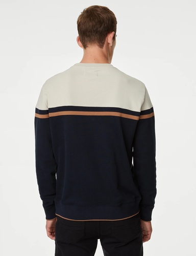 Pure Cotton Colour Block Sweatshirt