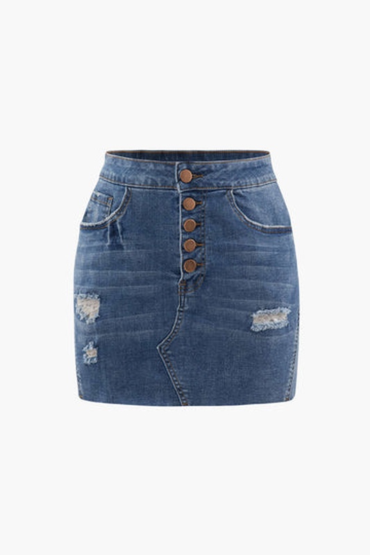 Ripped detail Denim Mini Skirt