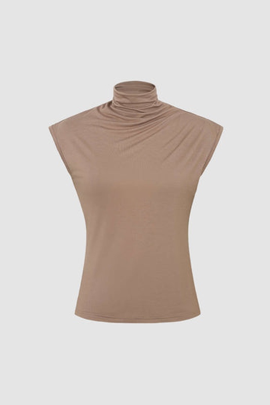 Turtleneck Sleeveless T Shirt